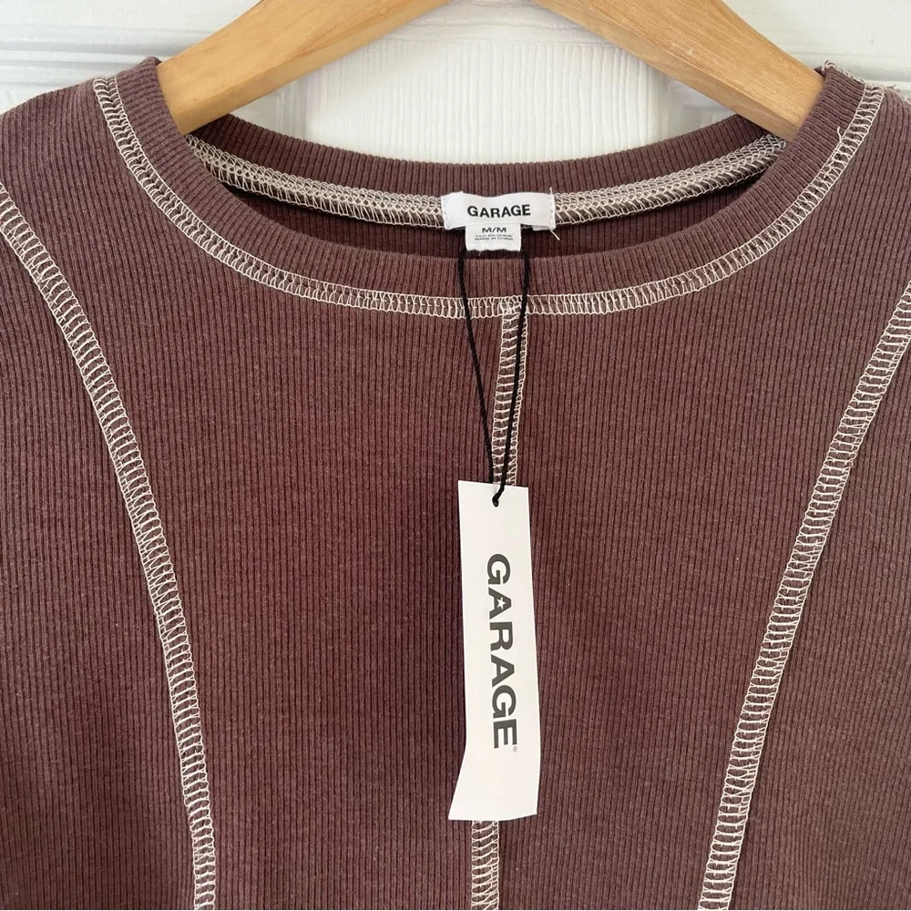 Garage Long Sleeve Brown Crop Top NWT - Picture 4 of 7